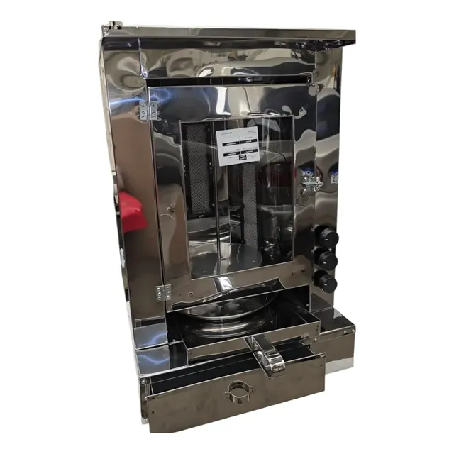Mini Churrasco Grego Balcão Inox 1 Espeto 3 Queimadores
