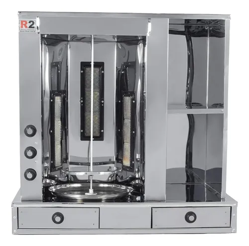 Churrasco Grego Balcão 1 Espeto Manual 3 Queimadores Inox R2